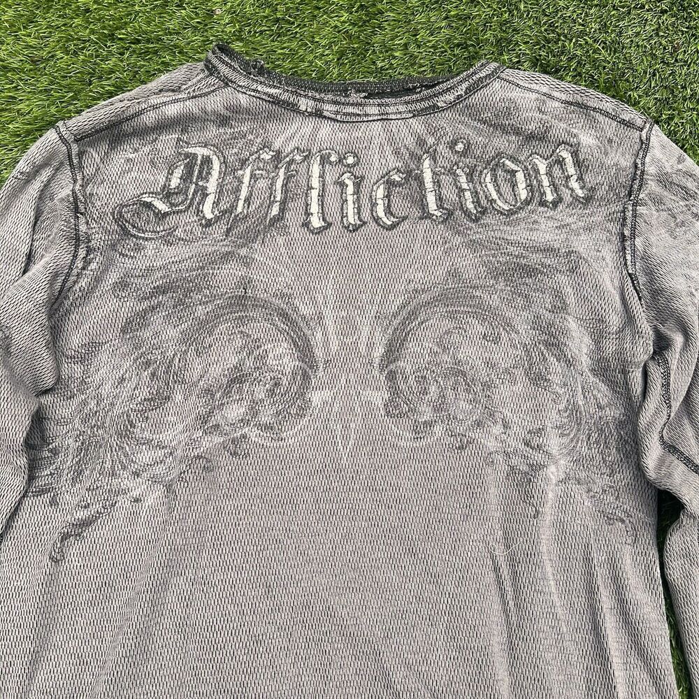 reversible grey black affliction long sleeve 2000s vintage y2k